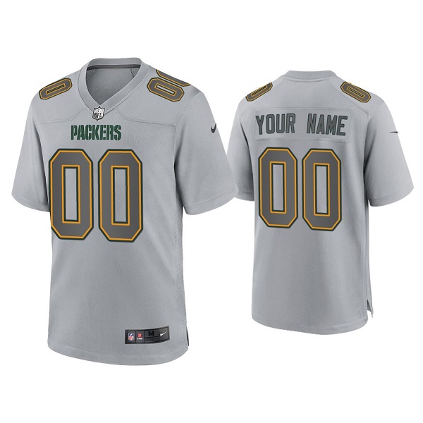 Men's Green Bay Packers Active Player Custom Gray Atmosphere Fashion Stitched Game Jersey